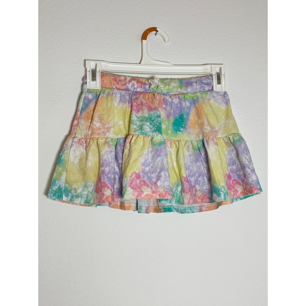 Cat & Jack Girls Tie Dye Skort Size S 6/7 Multi Color Ruffle Tiered Skirt Shorts